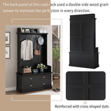 Hall Tree with 5 Metal Hooks and 2 Large Drawers