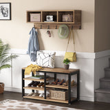 Hall Tree with 7 Hooks, Entryway bench with coat rack