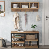 Hall Tree with 7 Hooks, Entryway bench with coat rack