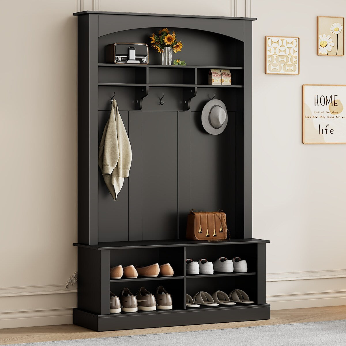 Hall Tree with Bench and Shoe Storage