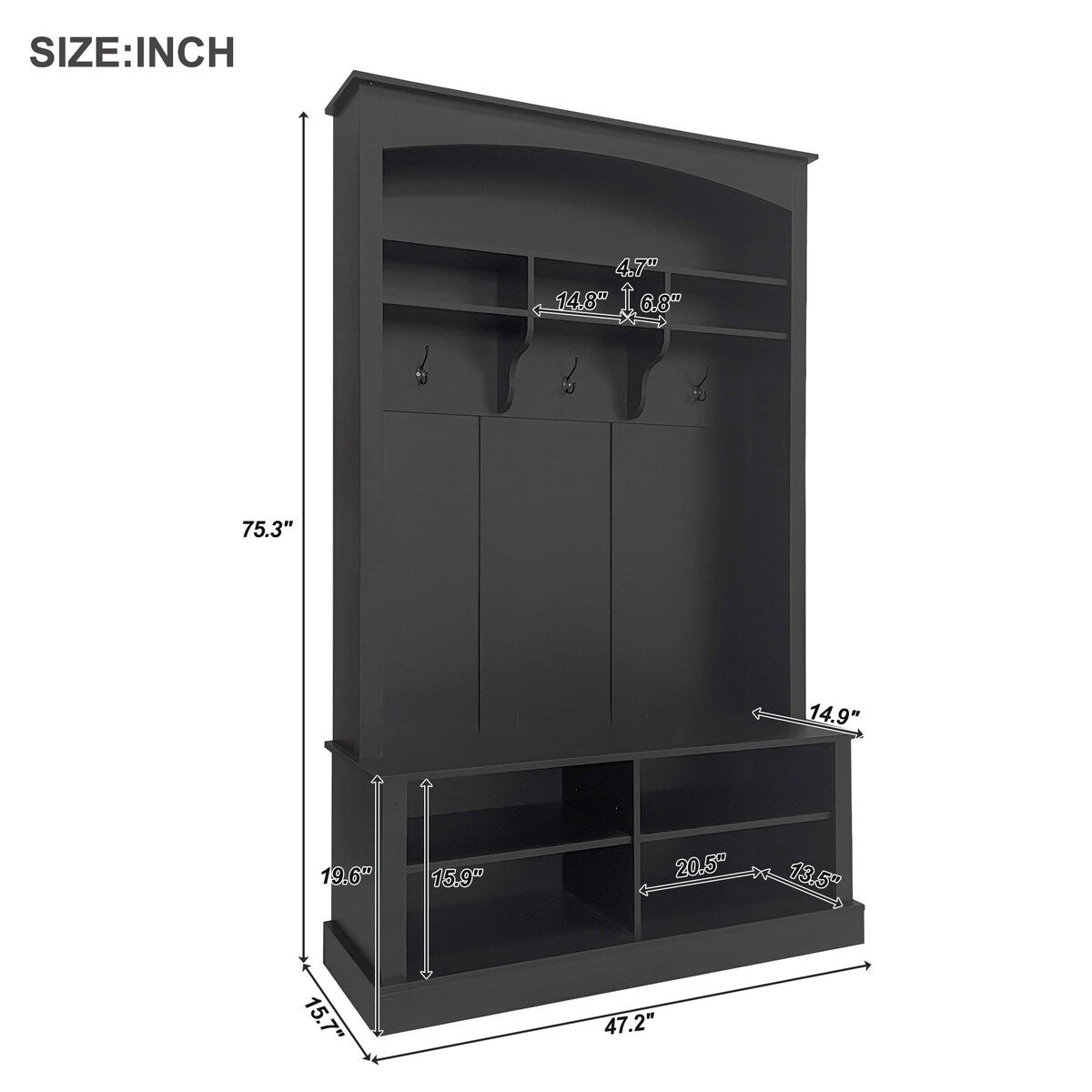 Hall Tree with Bench and Shoe Storage