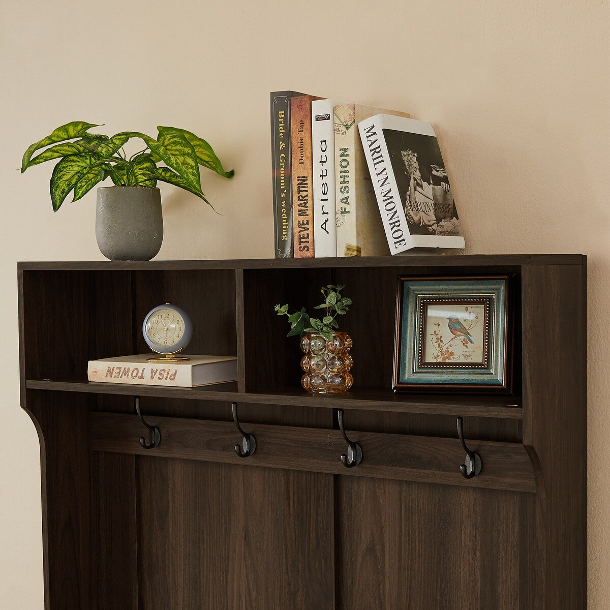 Hall Tree with Coat Rack, Bench, Drawers