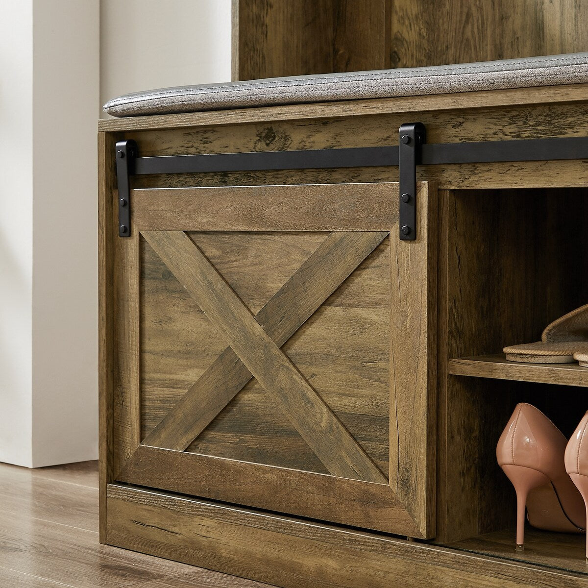 Hall Tree with Coat Rack, Bench, Drawers