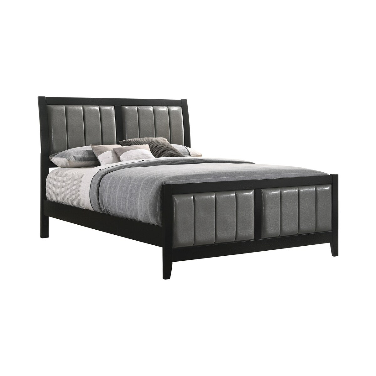 Halliday Black and Grey Upholstered Panel Bed