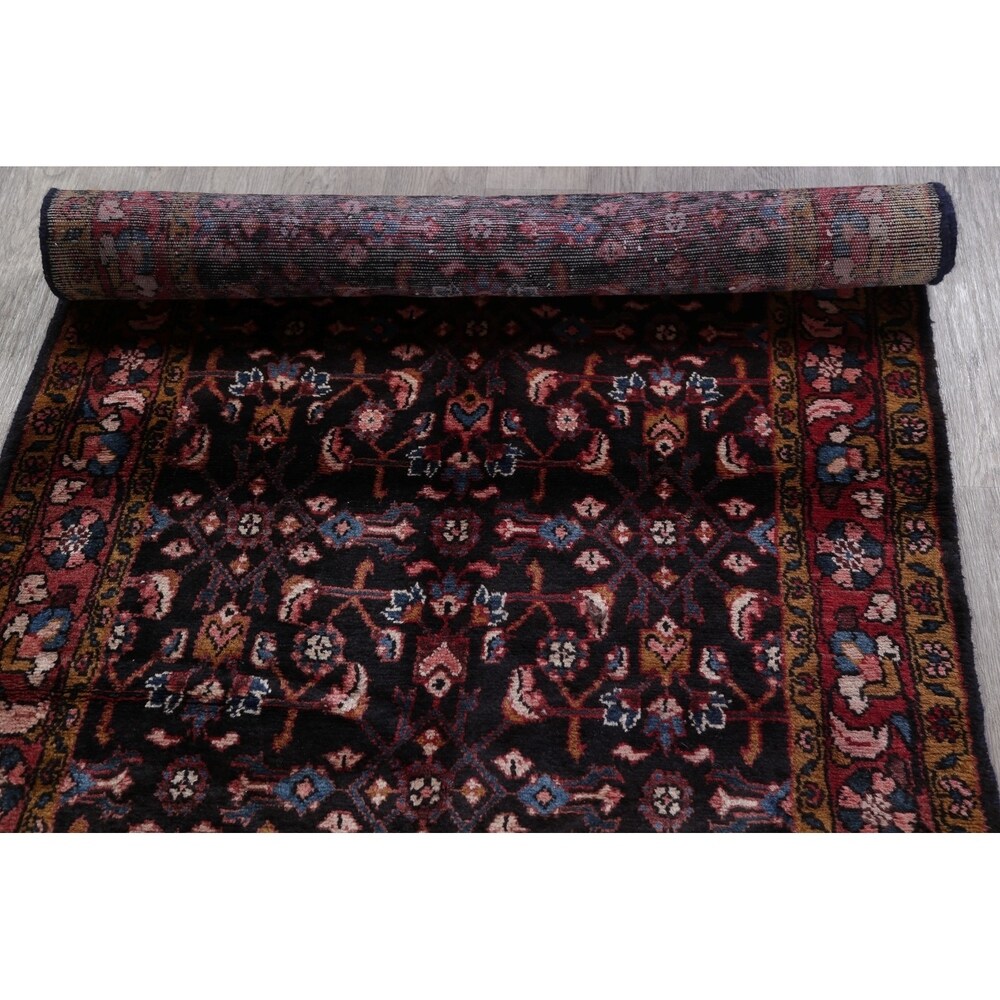 Hamedan All-Over Geometric Handmade Wool Persian Oriental Rug - 16'2" x 3'7" Runner