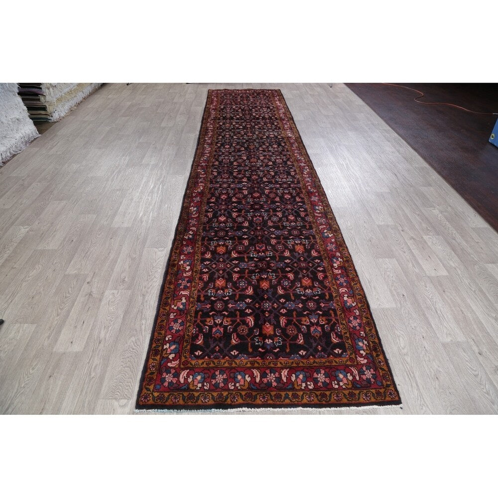 Hamedan All-Over Geometric Handmade Wool Persian Oriental Rug - 16'2" x 3'7" Runner
