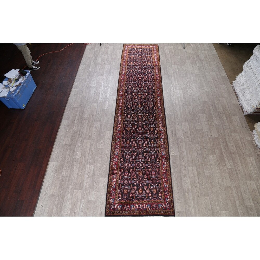 Hamedan All-Over Geometric Handmade Wool Persian Oriental Rug - 16'2" x 3'7" Runner
