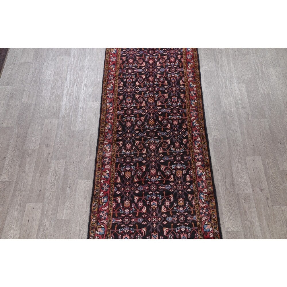 Hamedan All-Over Geometric Handmade Wool Persian Oriental Rug - 16'2" x 3'7" Runner