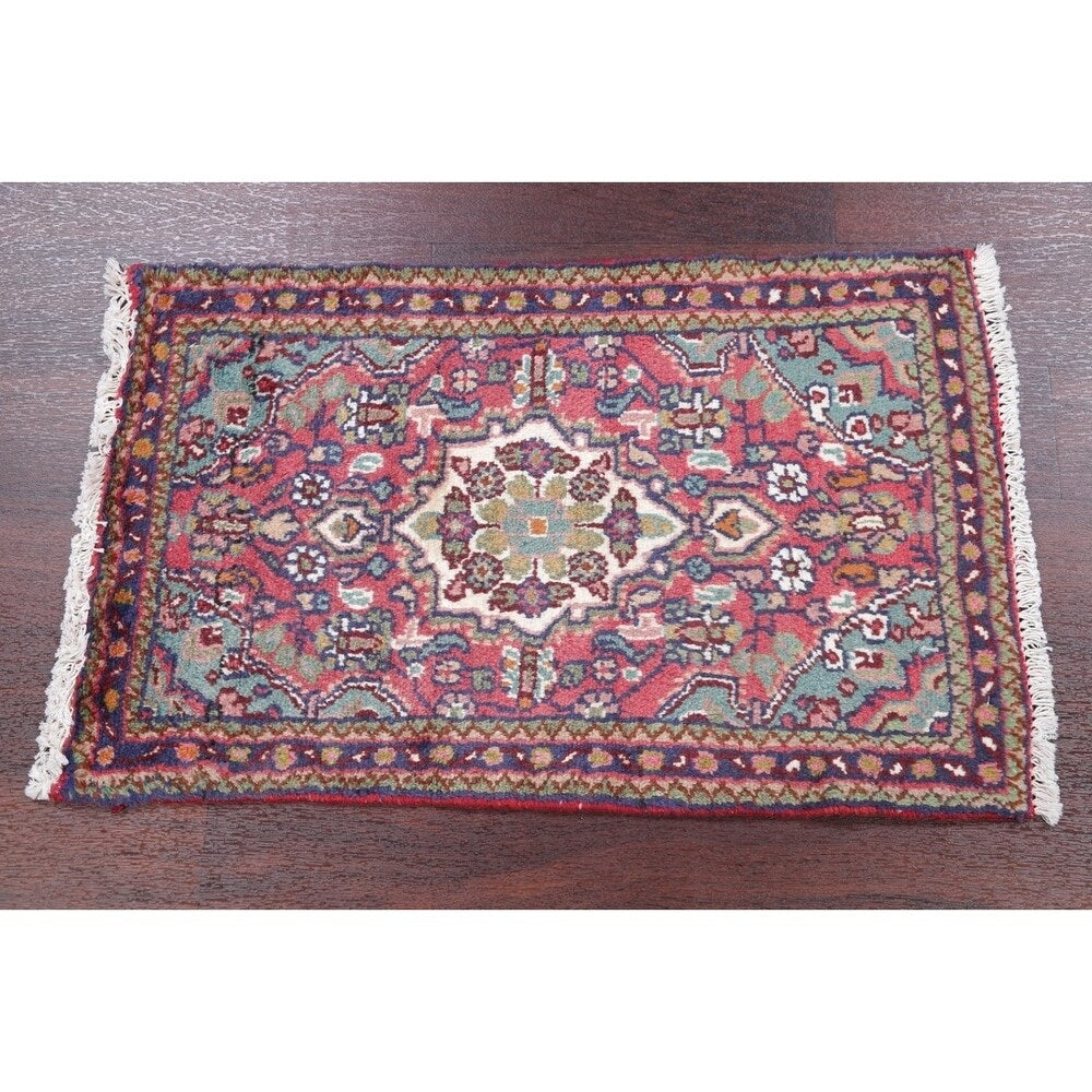 Hamedan Geometric Hand-Knotted Wool Persian Oriental Area Rug - 2'7" x 1'7"