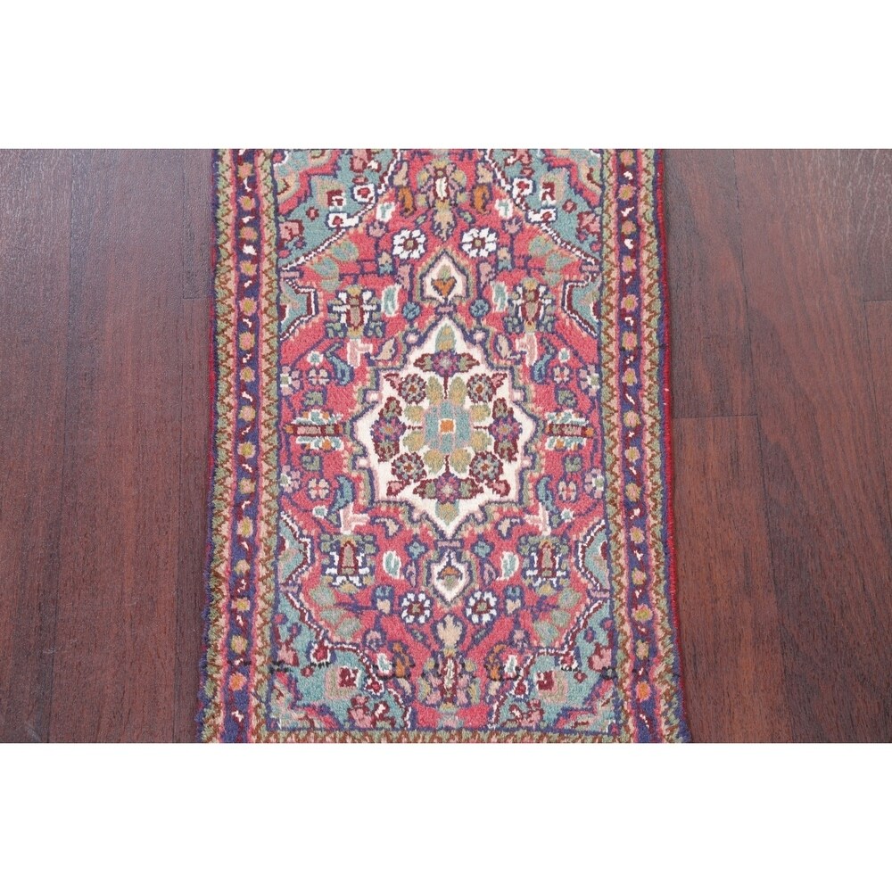 Hamedan Geometric Hand-Knotted Wool Persian Oriental Area Rug - 2'7" x 1'7"