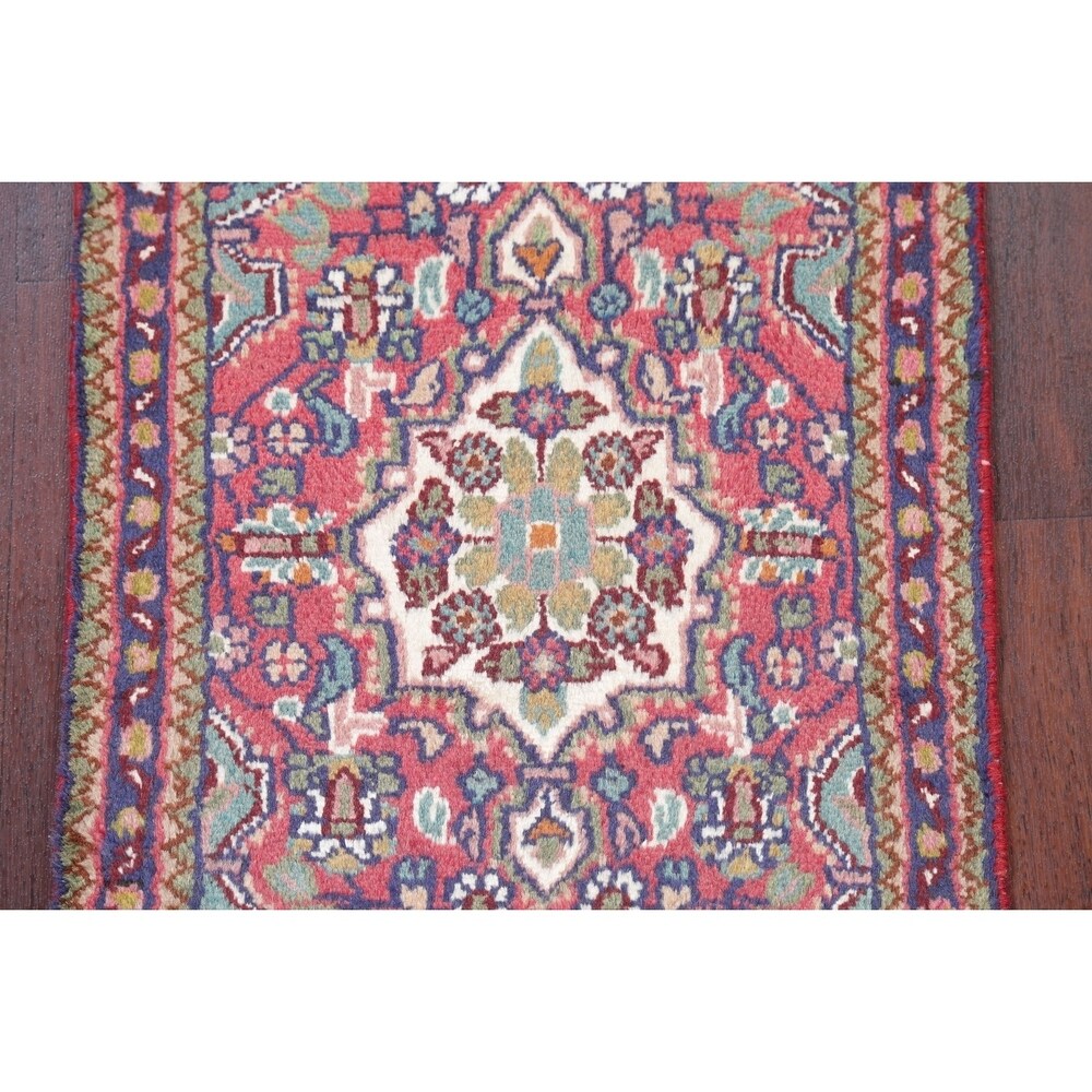 Hamedan Geometric Hand-Knotted Wool Persian Oriental Area Rug - 2'7" x 1'7"