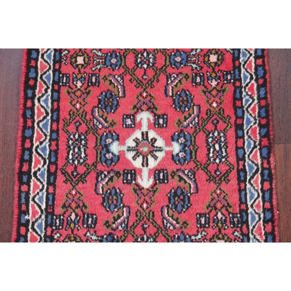 Hamedan Geometric Hand-Knotted Wool Persian Oriental Area Rug - 2'8" x 1'9"