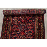 Hamedan Geometric Hand-Knotted Wool Persian Oriental Rug - 9'8" x 3'5" Runner