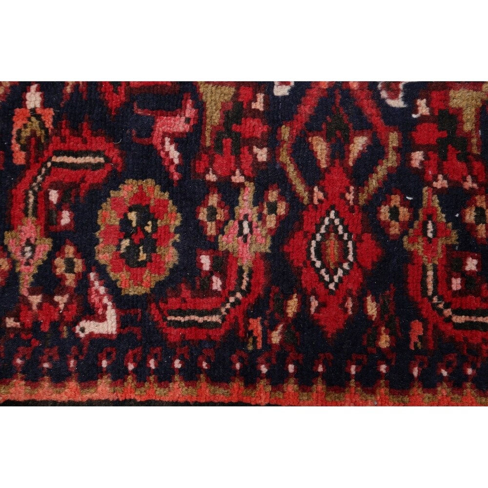 Hamedan Geometric Hand-Knotted Wool Persian Oriental Rug - 9'8" x 3'5" Runner