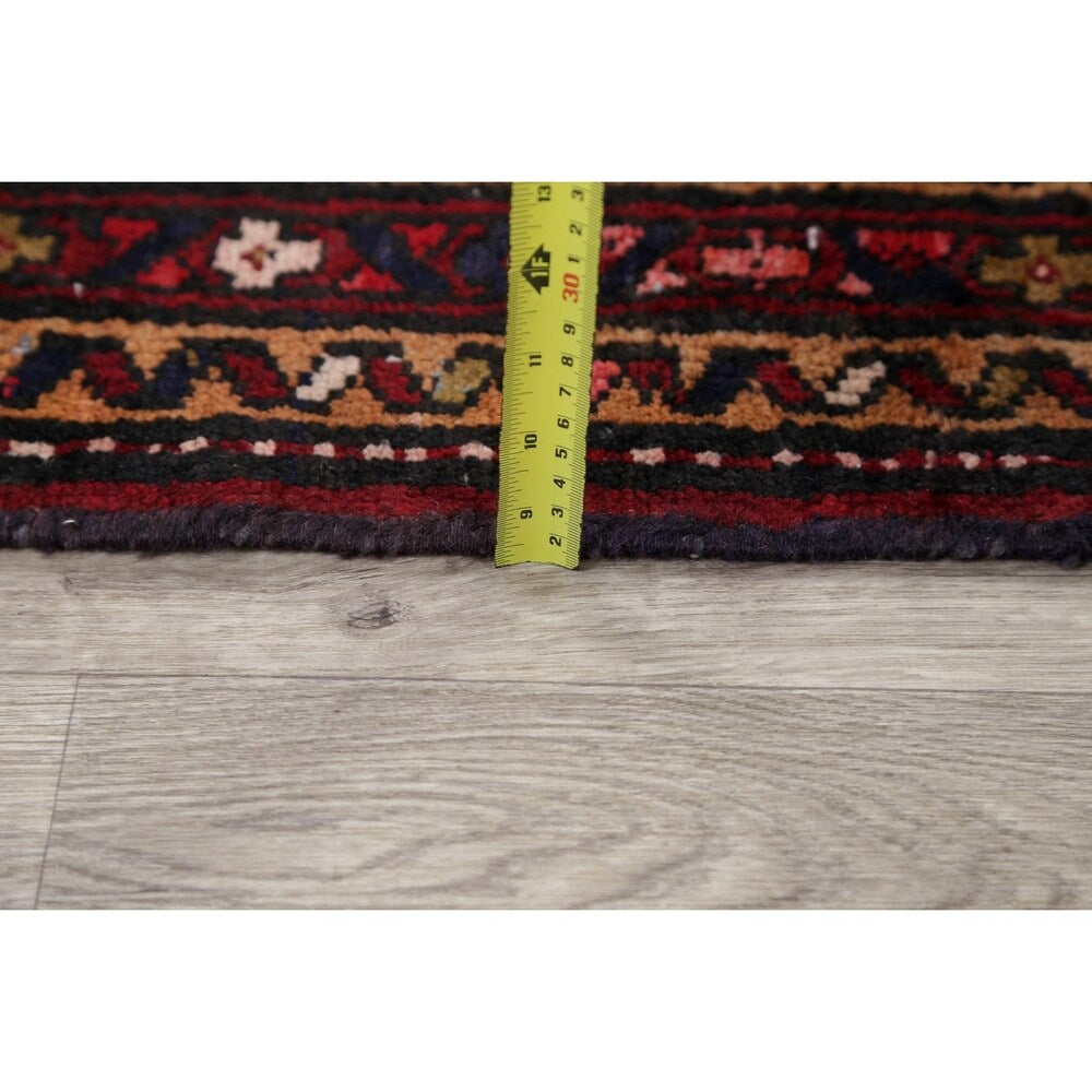 Hamedan Geometric Hand-Knotted Wool Persian Oriental Rug - 9'8" x 3'5" Runner