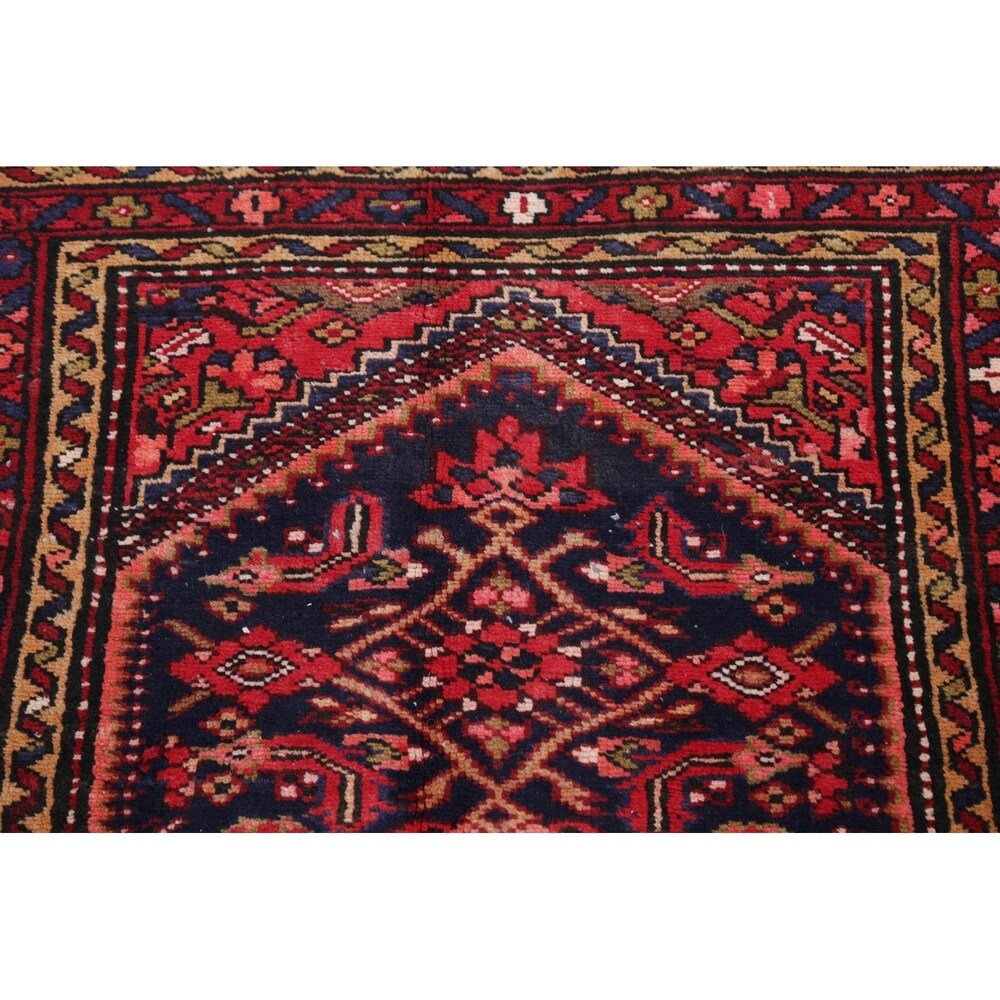 Hamedan Geometric Hand-Knotted Wool Persian Oriental Rug - 9'8" x 3'5" Runner