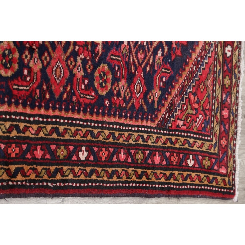 Hamedan Geometric Hand-Knotted Wool Persian Oriental Rug - 9'8" x 3'5" Runner