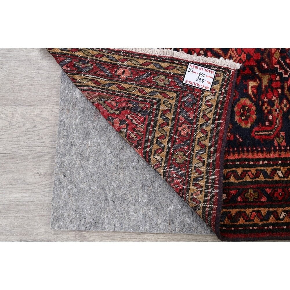 Hamedan Geometric Hand-Knotted Wool Persian Oriental Rug - 9'8" x 3'5" Runner