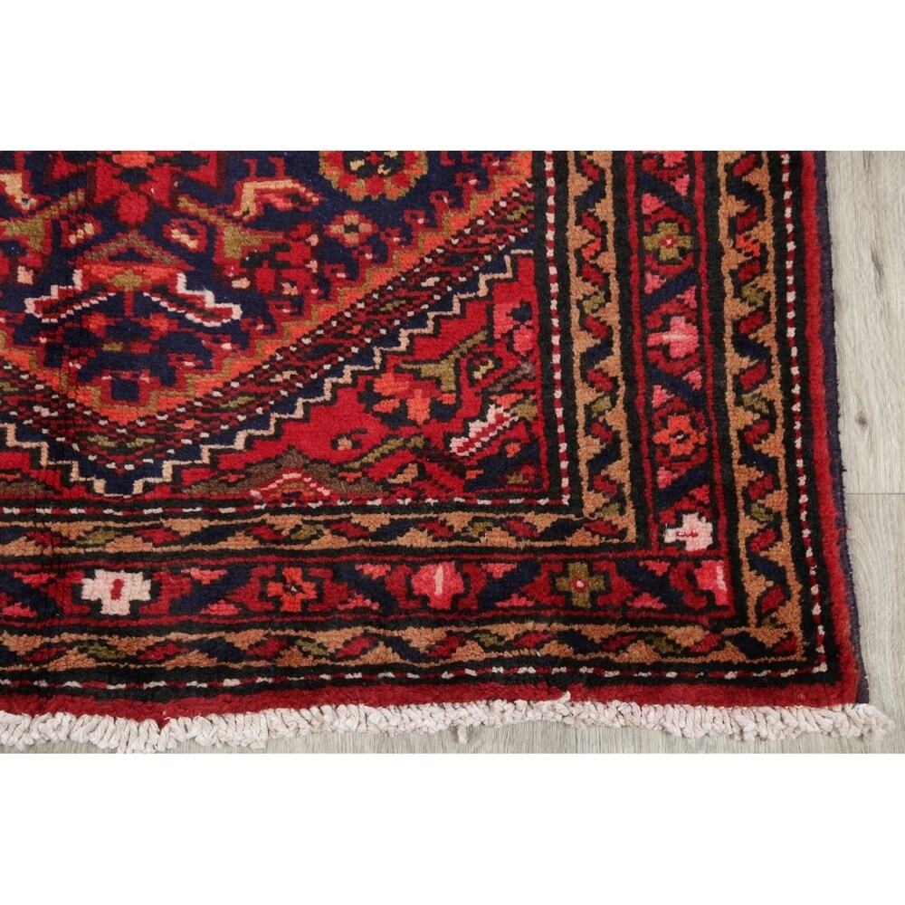 Hamedan Geometric Hand-Knotted Wool Persian Oriental Rug - 9'8" x 3'5" Runner