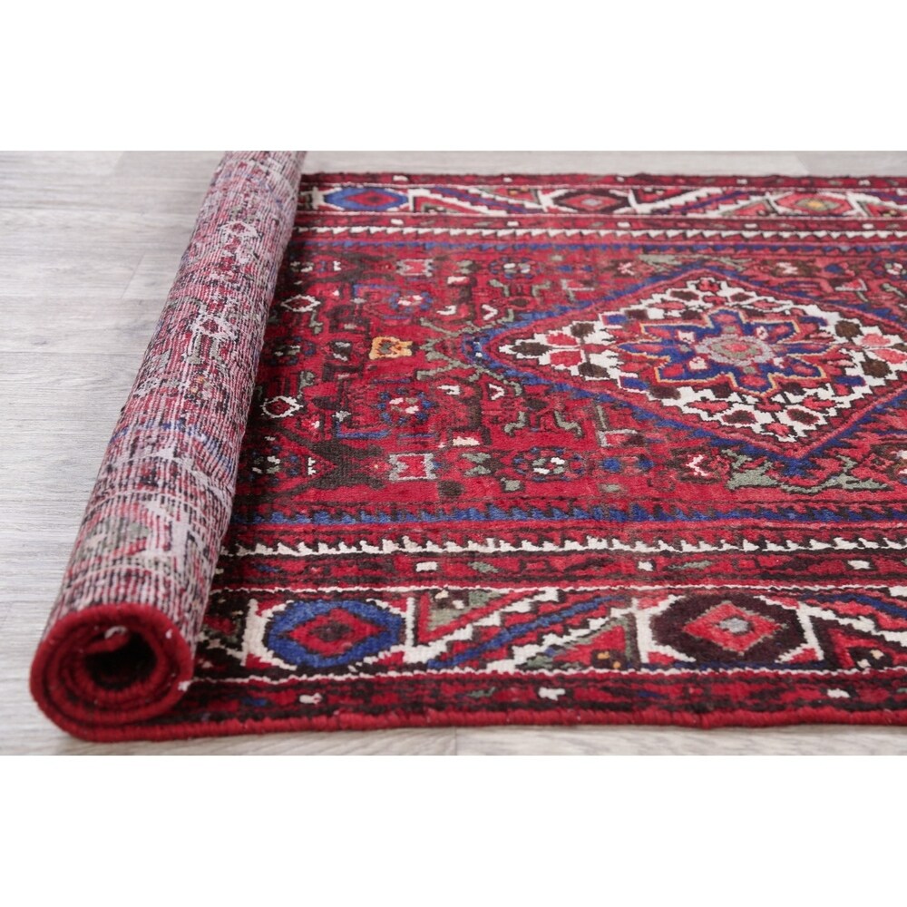 Hamedan Geometric Handmade Wool Persian Oriental Rug - 9'3" x 3'9" Runner