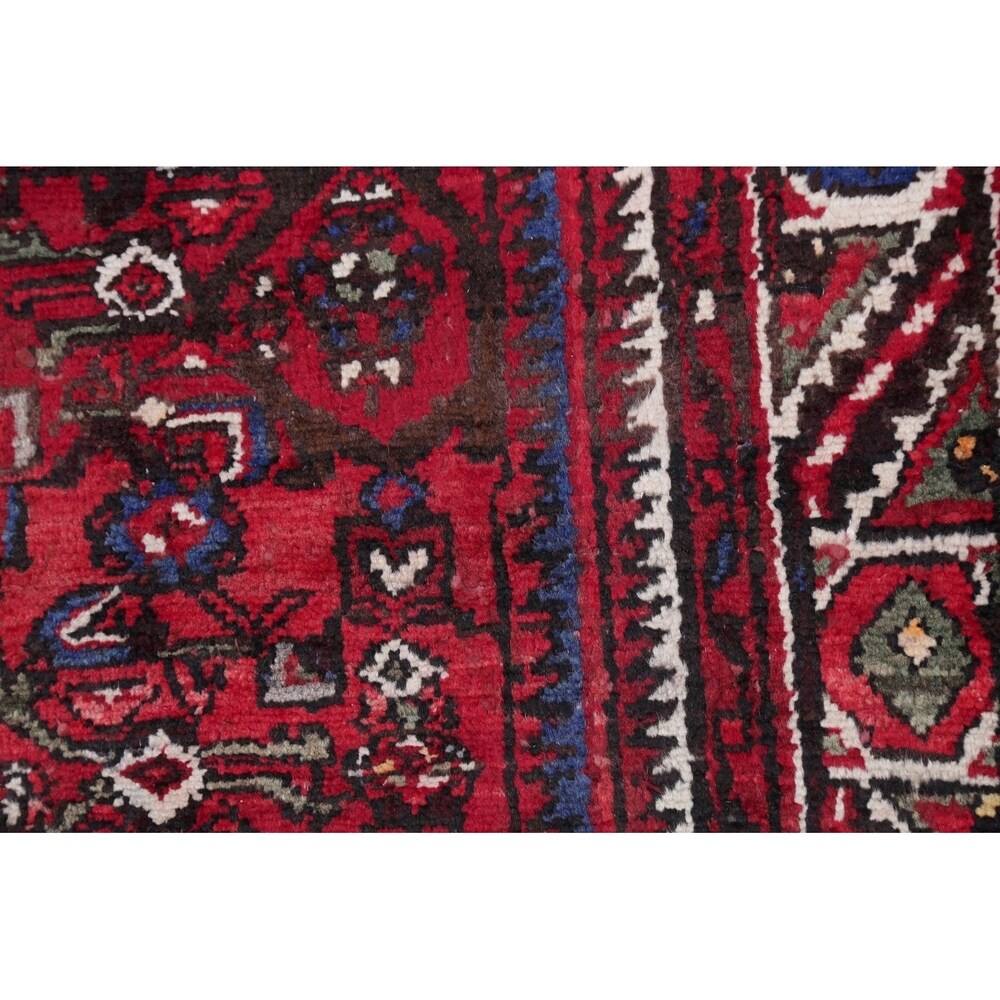 Hamedan Geometric Handmade Wool Persian Oriental Rug - 9'3" x 3'9" Runner
