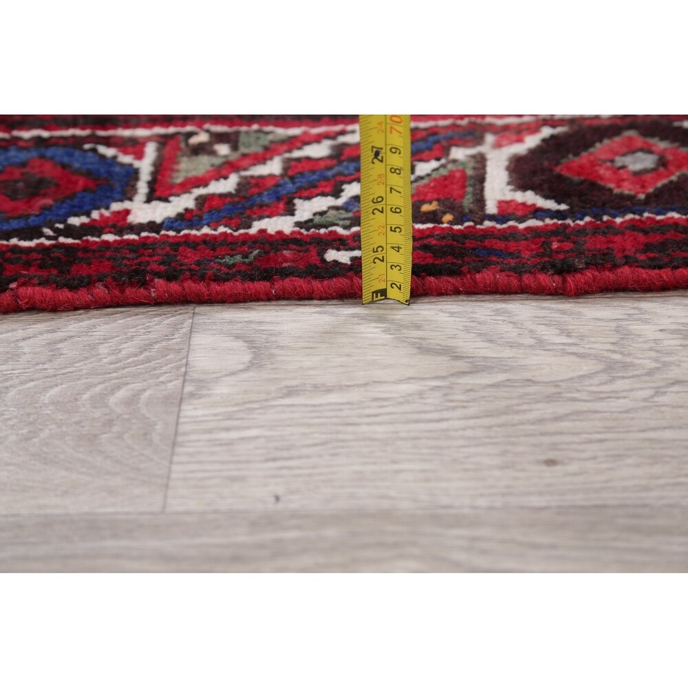Hamedan Geometric Handmade Wool Persian Oriental Rug - 9'3" x 3'9" Runner