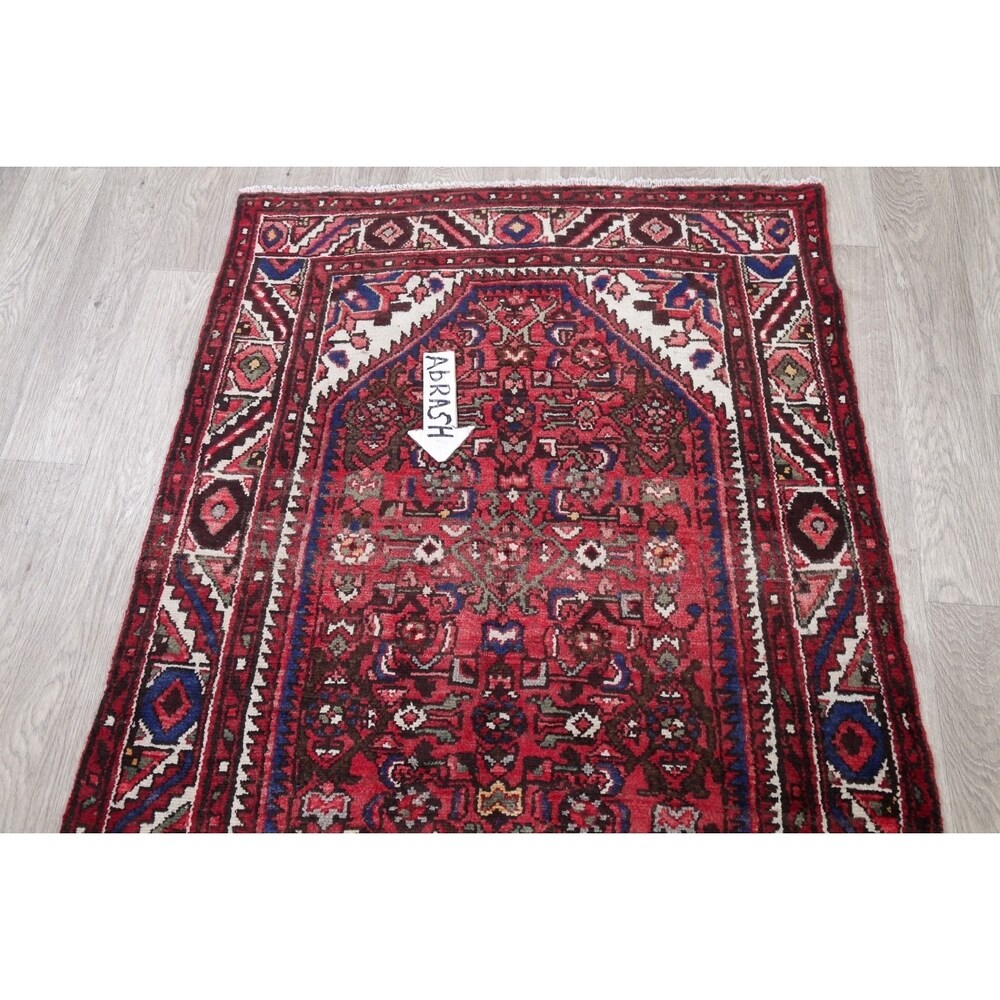 Hamedan Geometric Handmade Wool Persian Oriental Rug - 9'3" x 3'9" Runner
