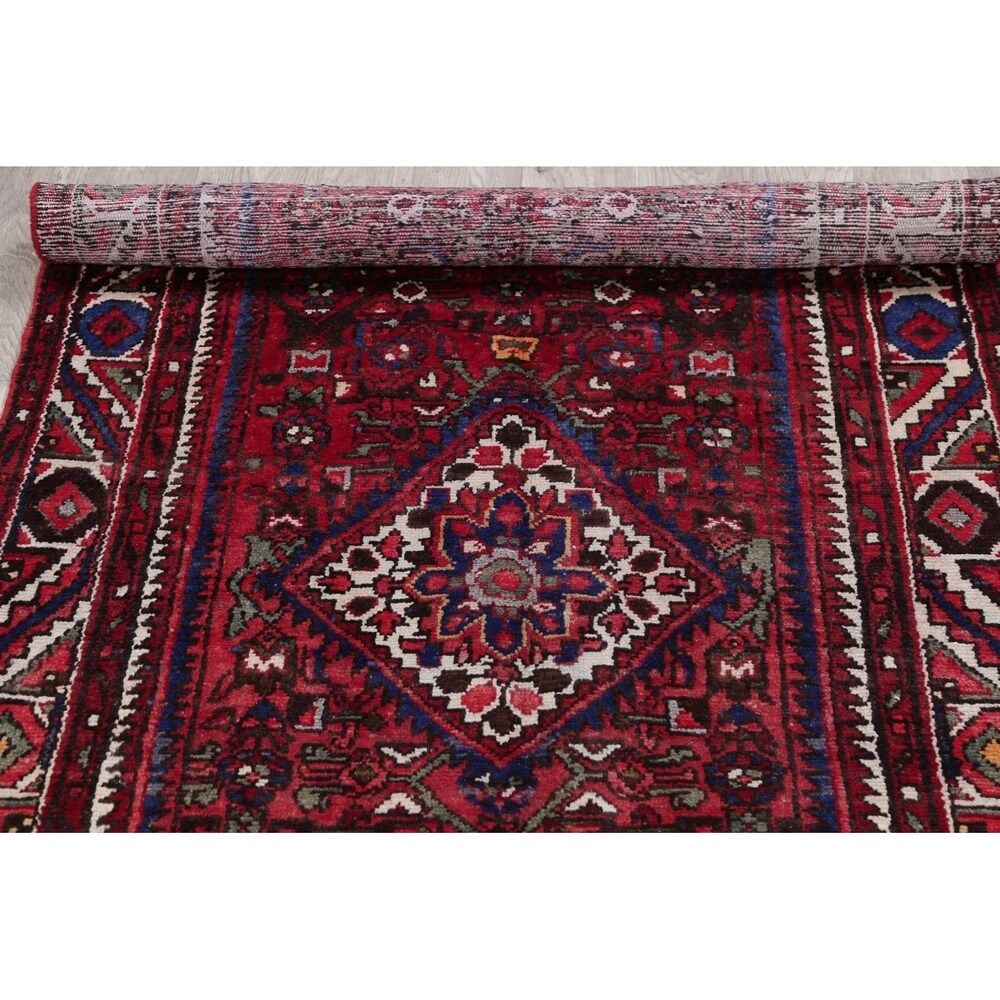 Hamedan Geometric Handmade Wool Persian Oriental Rug - 9'3" x 3'9" Runner