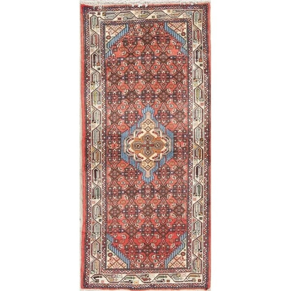Hamedan Geometric Handmade Wool Persian Rug - 6'1" x 2'9" Runner