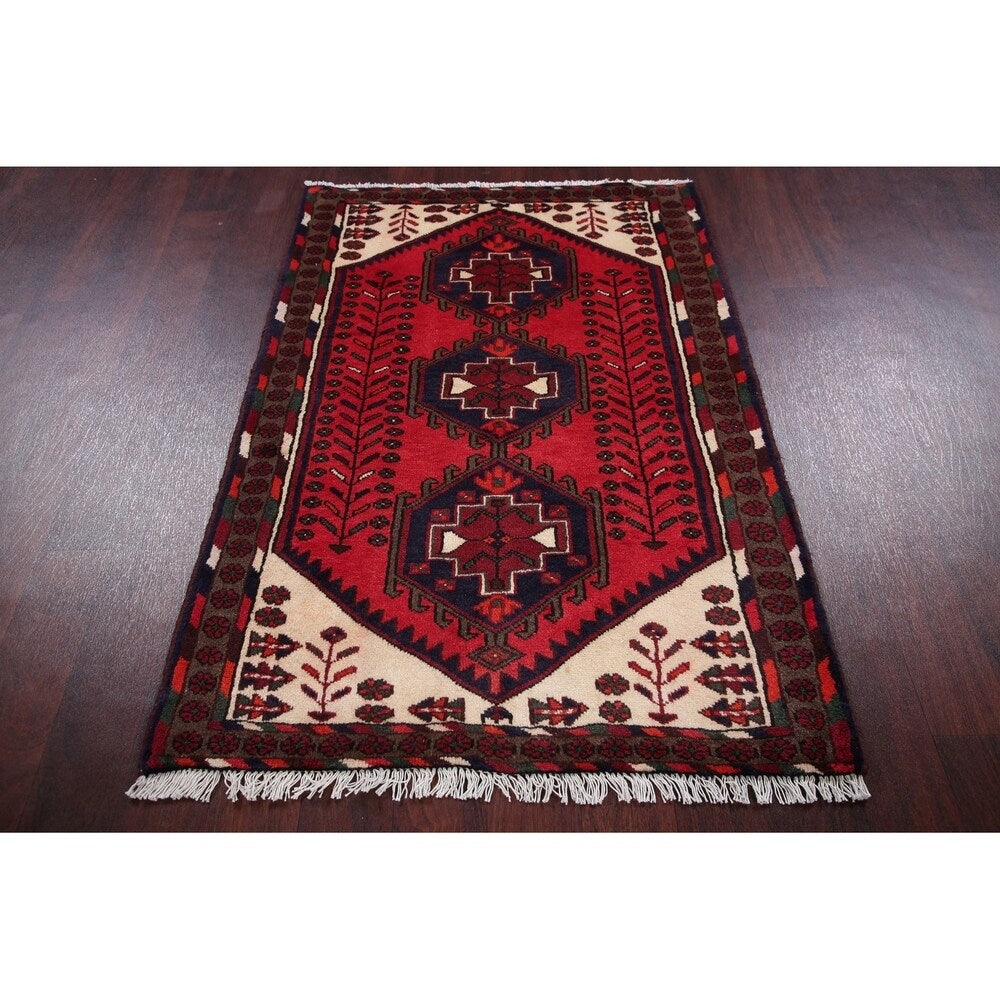 Hamedan Oriental Hand Knotted Persian Tribal Wool Area Rug - 4'9" x 3'3"