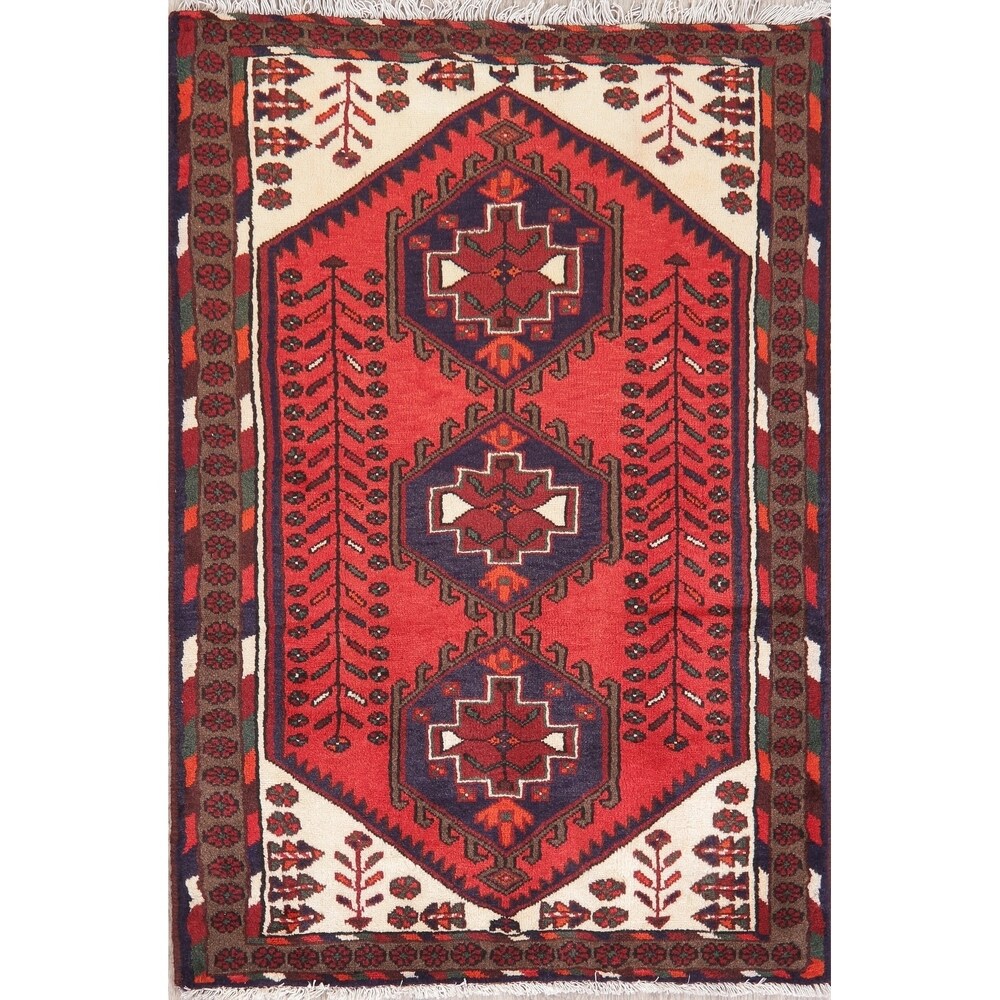 Hamedan Oriental Hand Knotted Persian Tribal Wool Area Rug - 4'9" x 3'3"