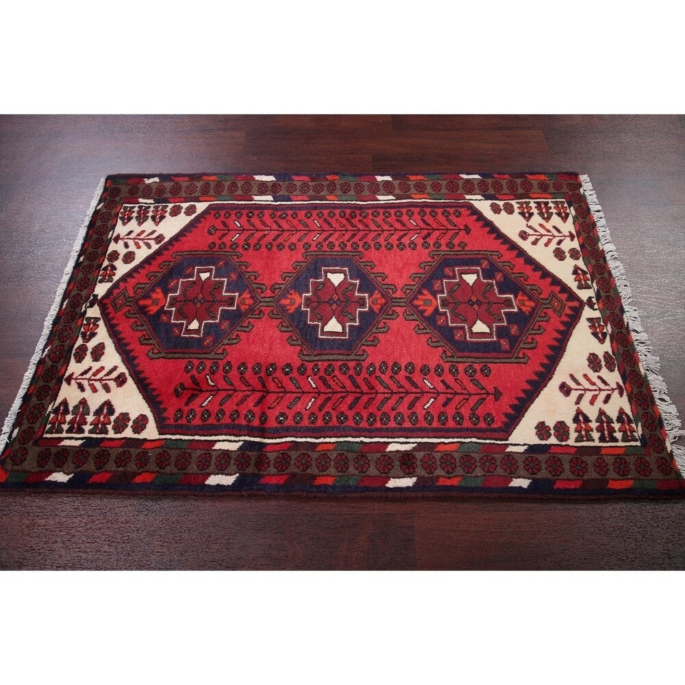 Hamedan Oriental Hand Knotted Persian Tribal Wool Area Rug - 4'9" x 3'3"
