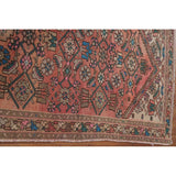 Hamedan Persian Vintage Runner Rug Handmade Geometric Wool Carpet - 3'3" x 9'9"