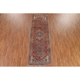 Hamedan Persian Vintage Runner Rug Handmade Geometric Wool Carpet - 3'3" x 9'9"