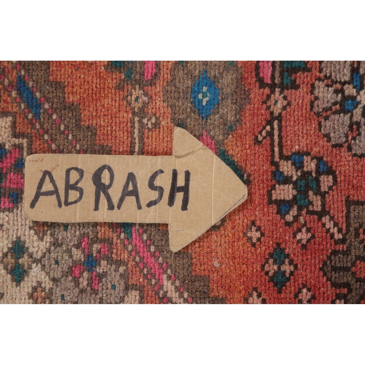 Hamedan Persian Vintage Runner Rug Handmade Geometric Wool Carpet - 3'3" x 9'9"