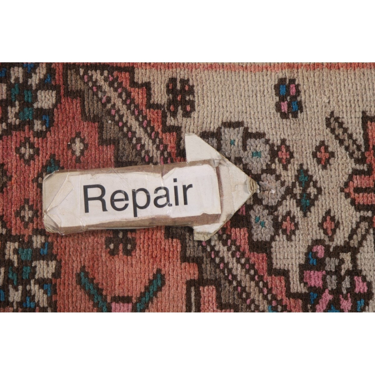 Hamedan Persian Vintage Runner Rug Handmade Geometric Wool Carpet - 3'3" x 9'9"