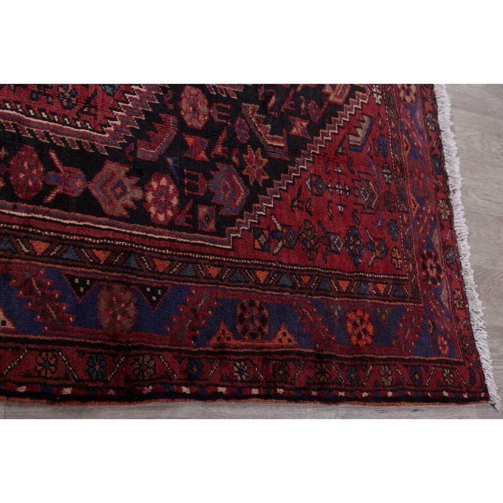 Hamedan Tribal Geometric Hand-Knotted Wool Persian Oriental Area Rug - 7'5" x 4'11"