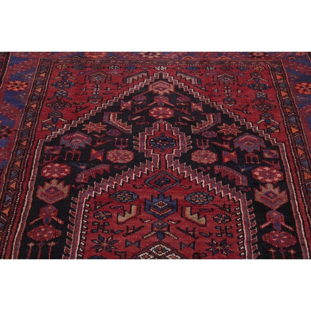 Hamedan Tribal Geometric Hand-Knotted Wool Persian Oriental Area Rug - 7'5" x 4'11"