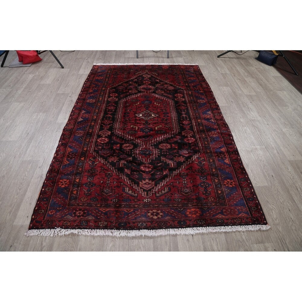 Hamedan Tribal Geometric Hand-Knotted Wool Persian Oriental Area Rug - 7'5" x 4'11"