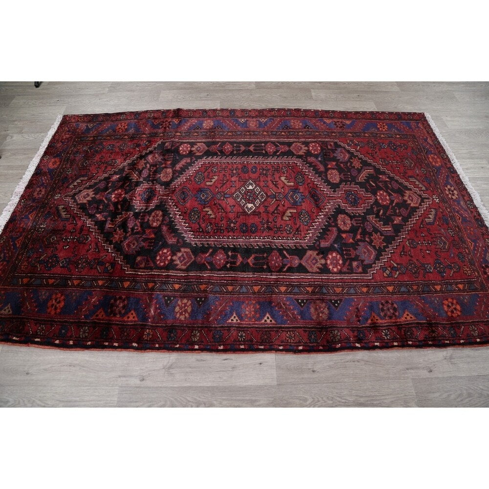 Hamedan Tribal Geometric Hand-Knotted Wool Persian Oriental Area Rug - 7'5" x 4'11"