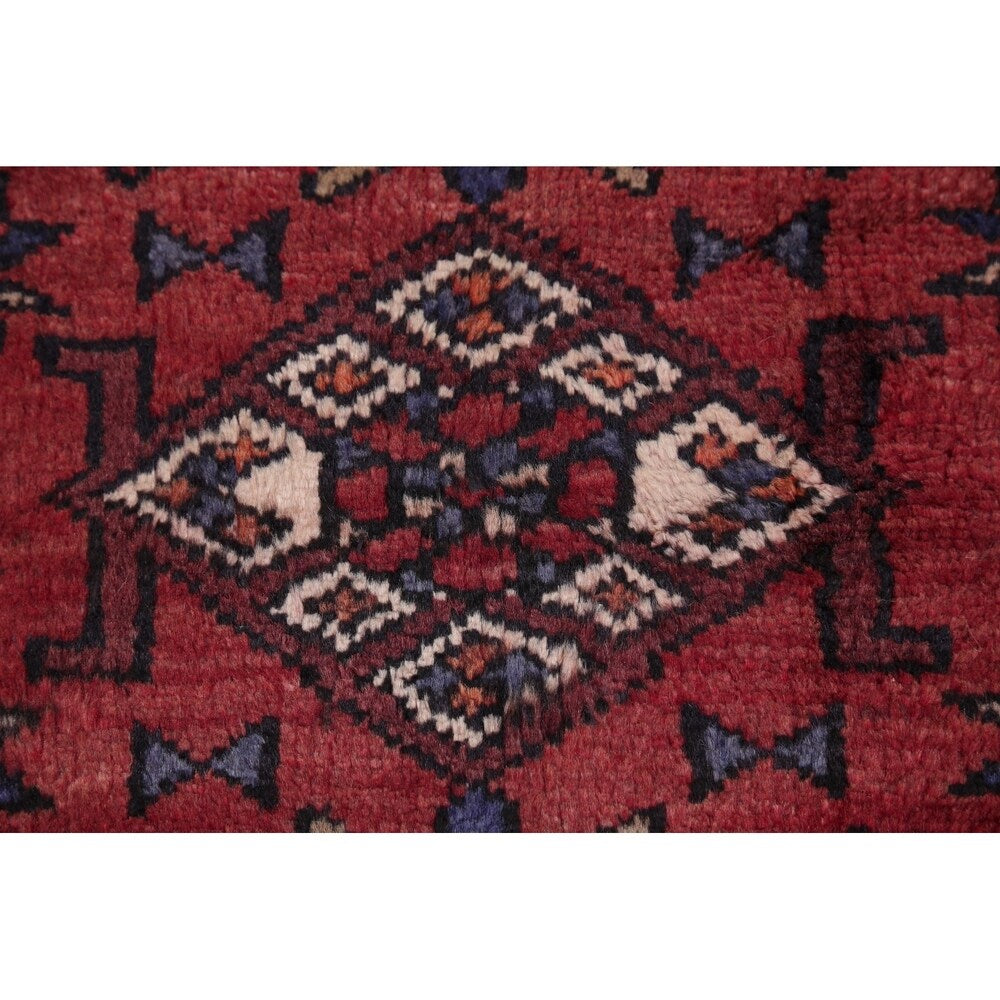Hamedan Tribal Geometric Hand-Knotted Wool Persian Oriental Area Rug - 7'5" x 4'11"