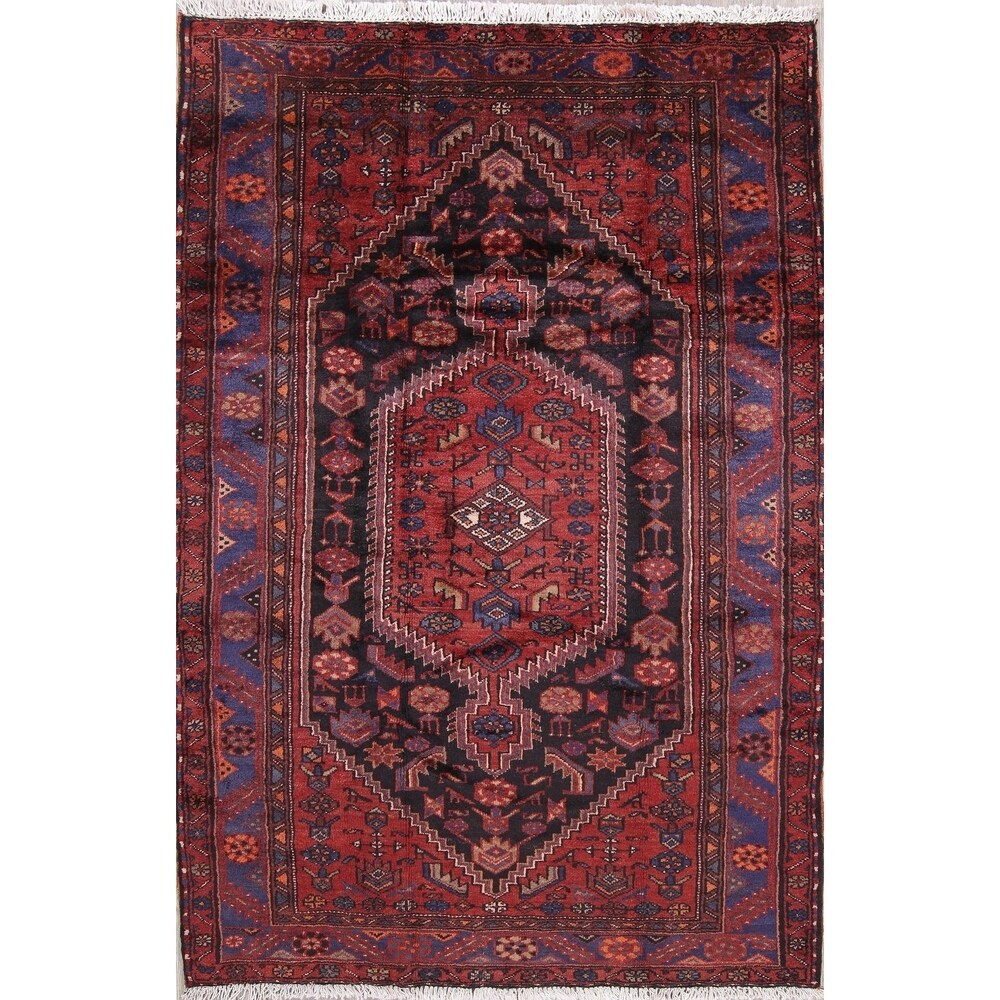 Hamedan Tribal Geometric Hand-Knotted Wool Persian Oriental Area Rug - 7'5" x 4'11"