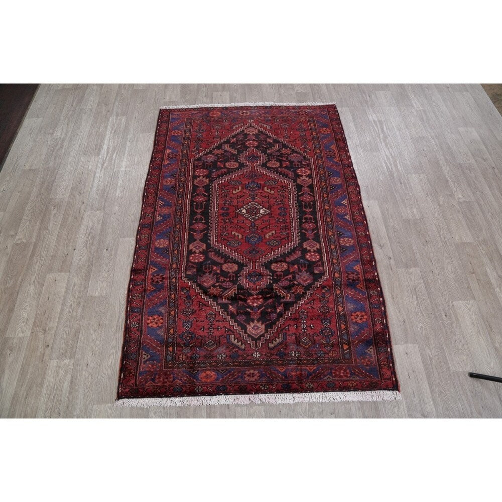 Hamedan Tribal Geometric Hand-Knotted Wool Persian Oriental Area Rug - 7'5" x 4'11"