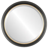 Hamilton Framed Round Mirror in Black Silver with Gold Lip