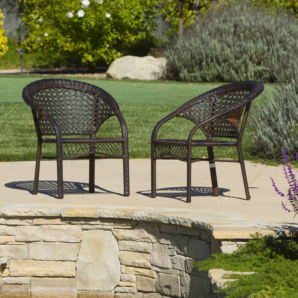 Hamilton Outdoor 3-Piece Wicker Stacking Chair Chat Set by Christopher Knight Home