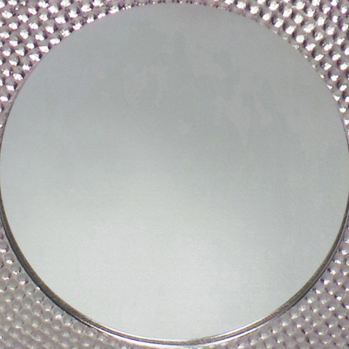 Hammered Metal Frame Round Standing Mirror with Block Base, Silver