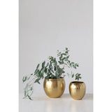 Hammered Metal Planters, Brass Finish, Set of 2