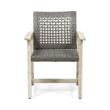 Hammersley 6 Seater Outdoor Acacia Wood and Wicker Dining Set by Christopher Knight Home