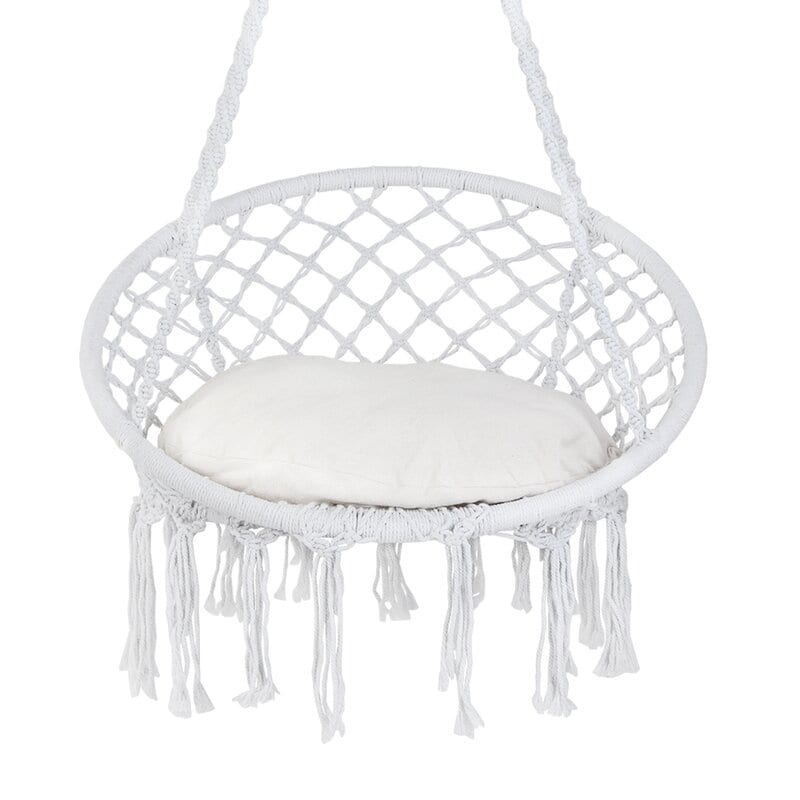 Hammock Chair Macrame Swing with Cushion and Hanging Hardware Kits