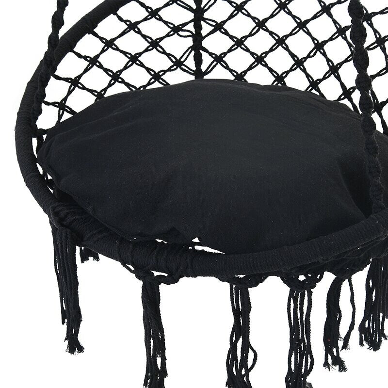 Hammock Chair Macrame Swing with Cushion and Hanging Hardware Kits
